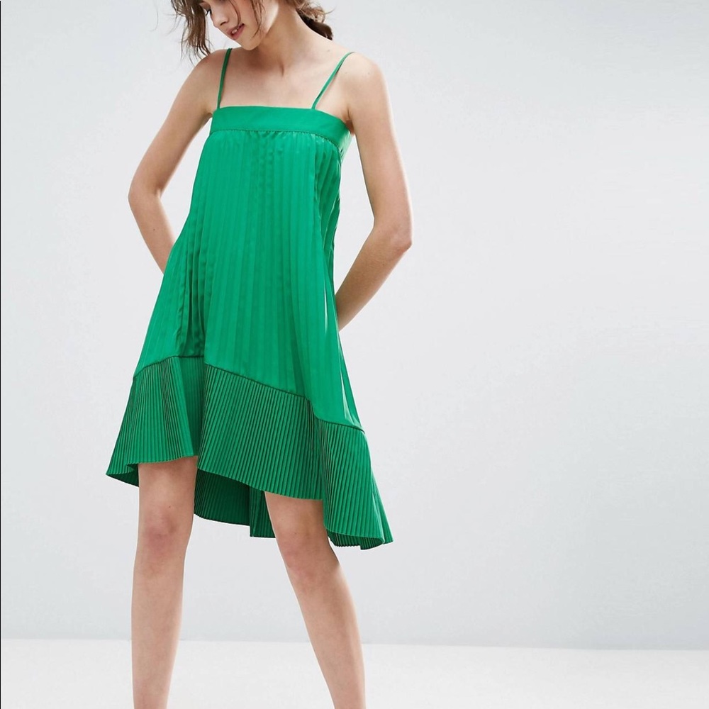 ASOS Green Pleated Cami Dress